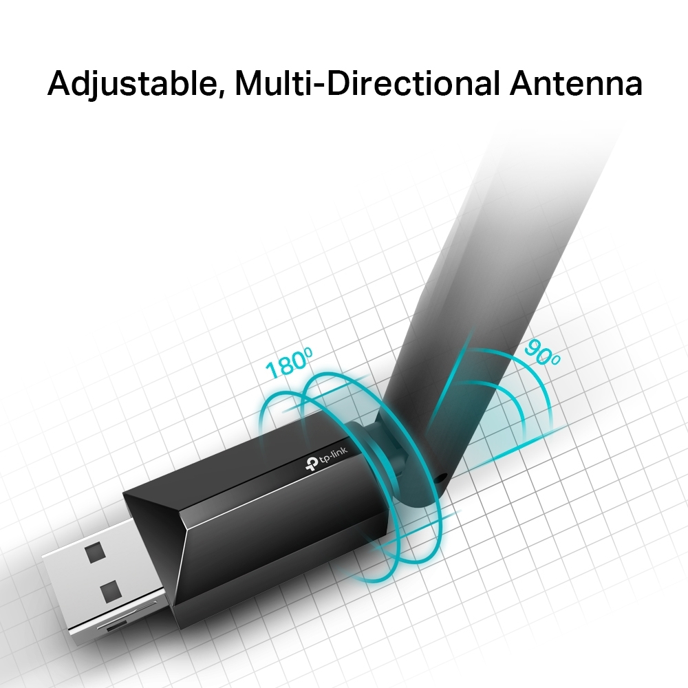 Placa de Rede TP-Link Wireless AC600 USB Archer T2U Plus Dual Band 4